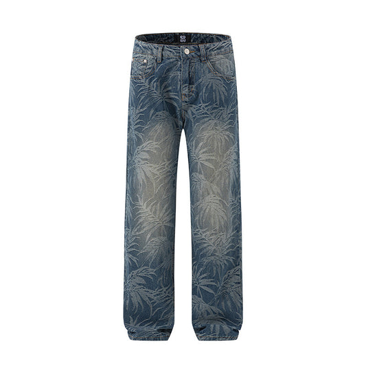 Men's Loose Straight Hawaii Beach Printing Wide Leg Pants