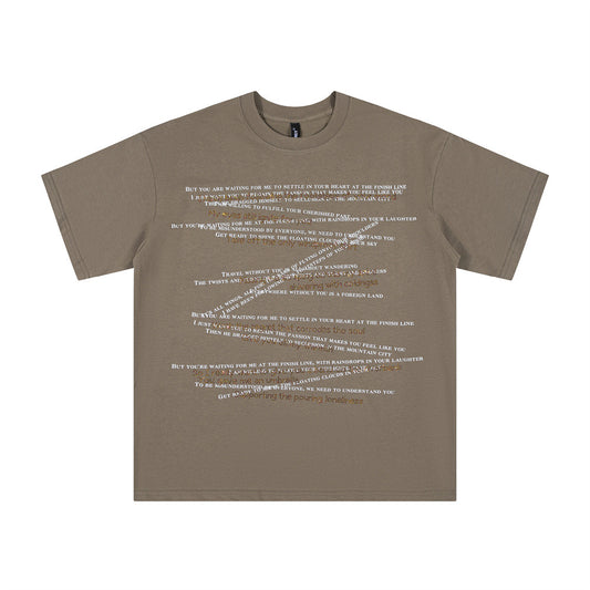 European And American Rhinestone Letter Short Sleeve Cotton